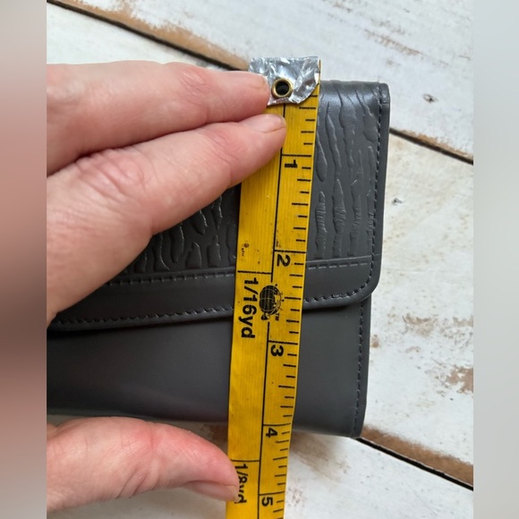 PRINCESS GARDNER vintage gray leather wallet Full Grain Cowhide neutral chic EUC - Picture 5 of 15
